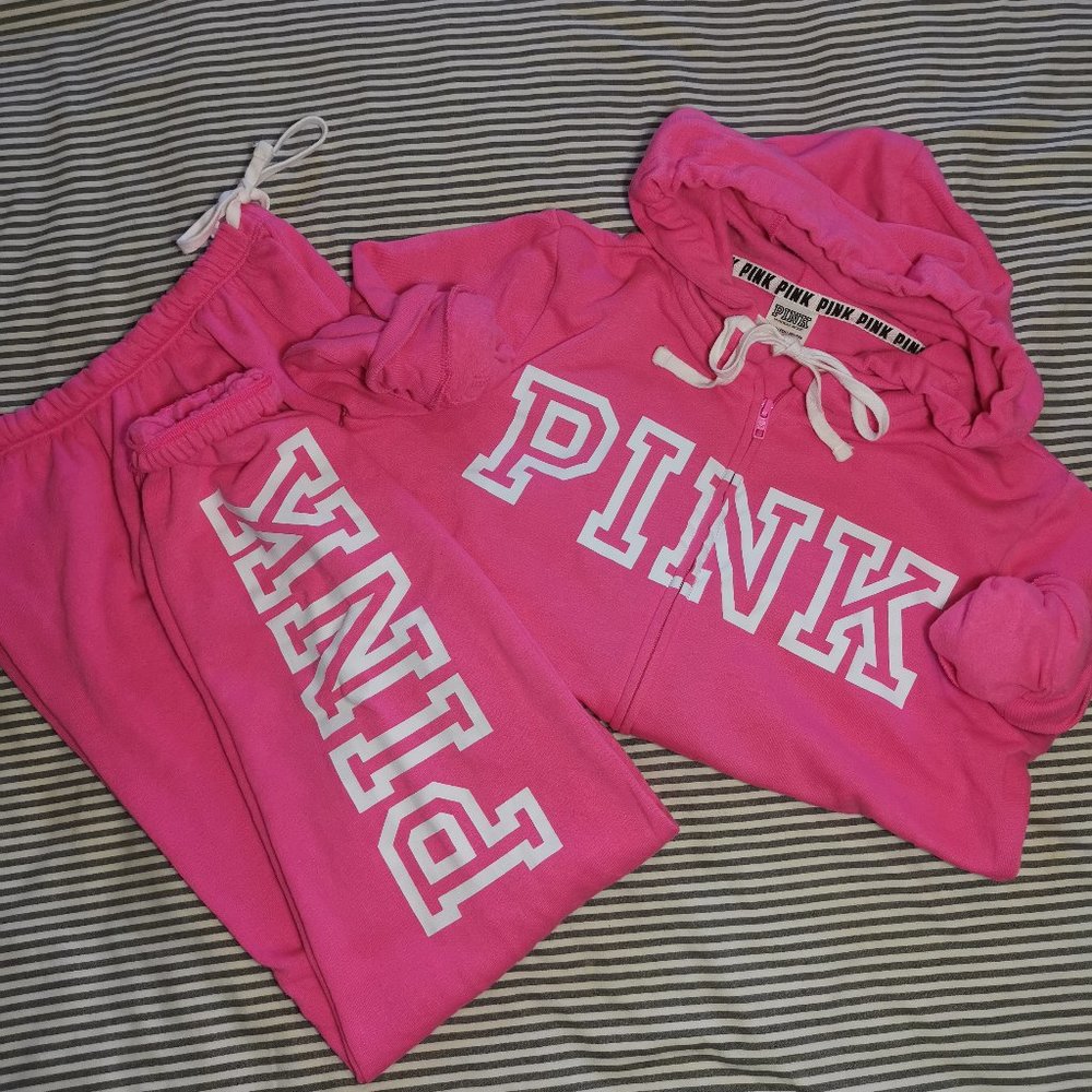 VS PINK Full Zip Hoodie and Pants Bundle